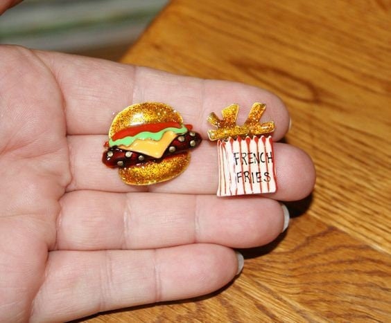 80s Lunch at The Ritz Hamburger French Fries Earrings