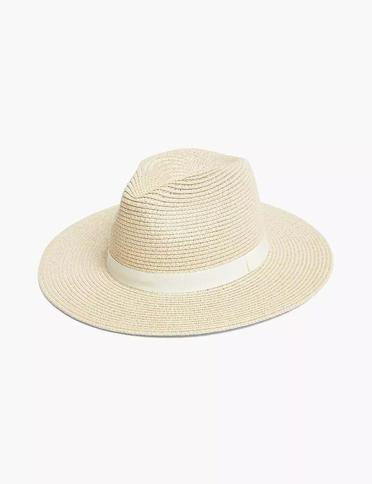 Ivory Rose Tan Straw Fedora Sun Hat